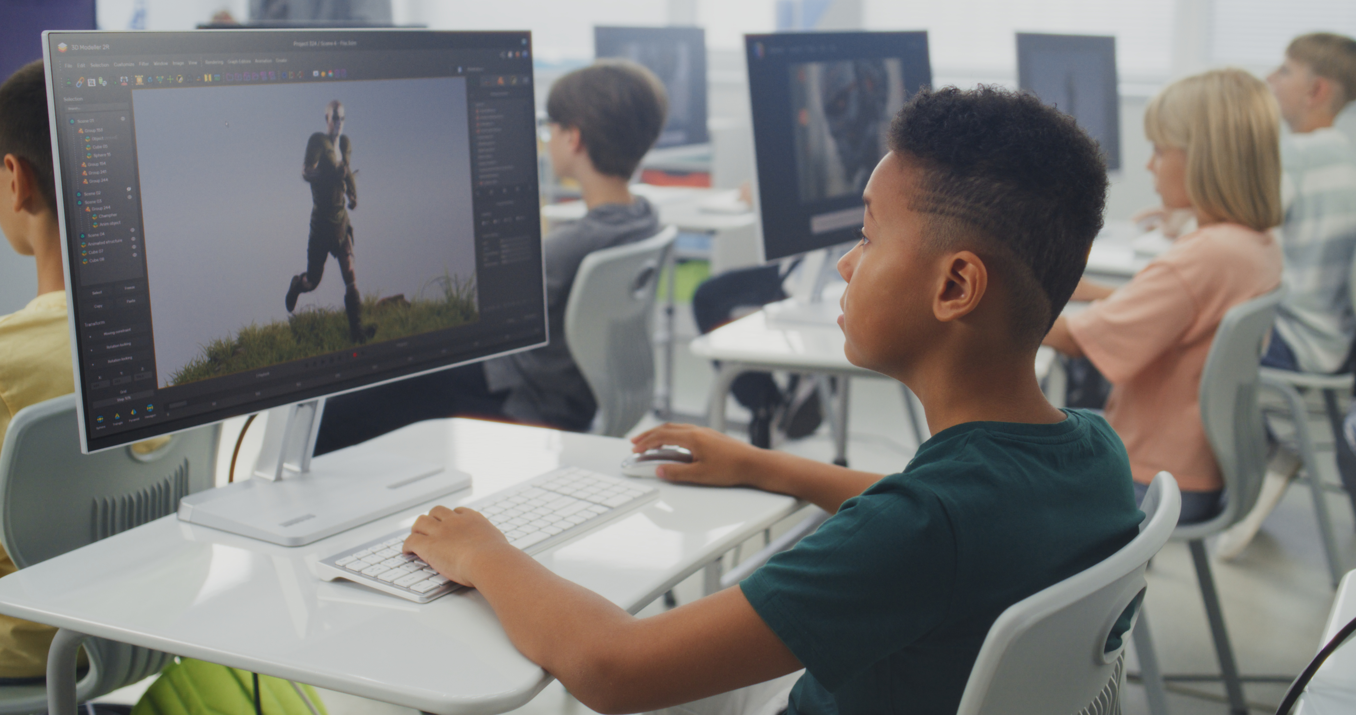 DATA Student at Computer with Adobe Project